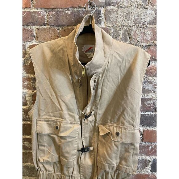 Vintage Sport Essence Cargo Utility Vest Tan double breast pocket, cinched waist - Picture 6 of 8